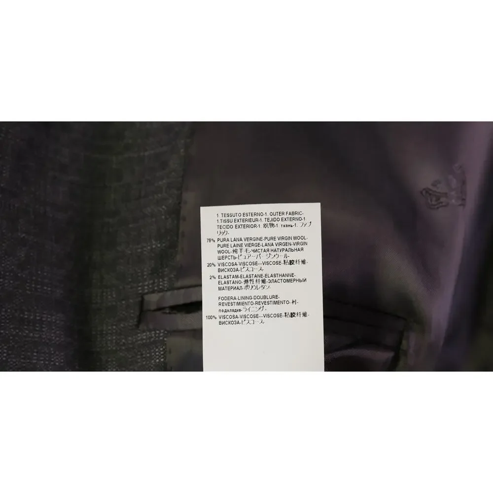 Versace Collection Recent Gray Check Wool Viscose 2Btn Slim Sportcoat Blazer 42L